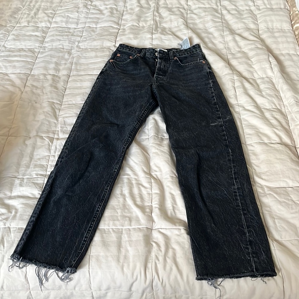 Zara size 2 raw hem black jeans